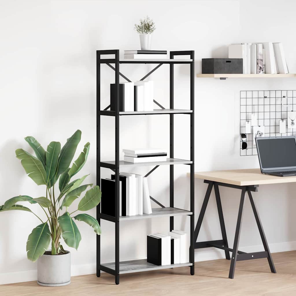 Bibliothèque Sonoma gris 60 x 30 x 153 cm Bois d'ingénierie - XIOS