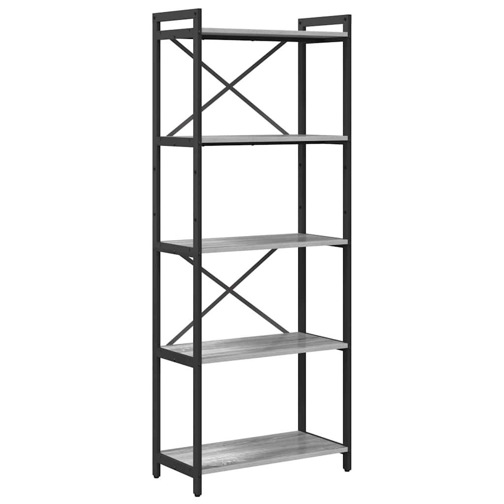 Bibliothèque Sonoma gris 60 x 30 x 153 cm Bois d'ingénierie - XIOS