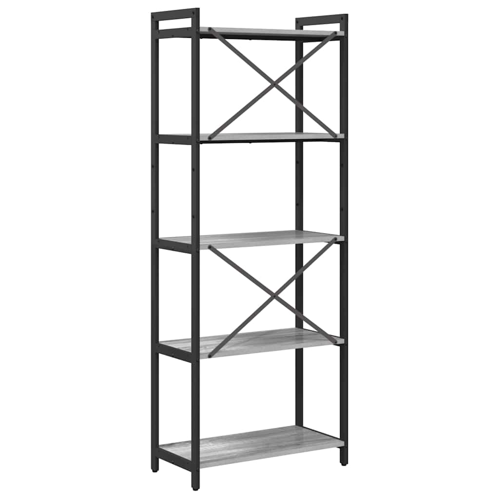 Bibliothèque Sonoma gris 60 x 30 x 153 cm Bois d'ingénierie - XIOS