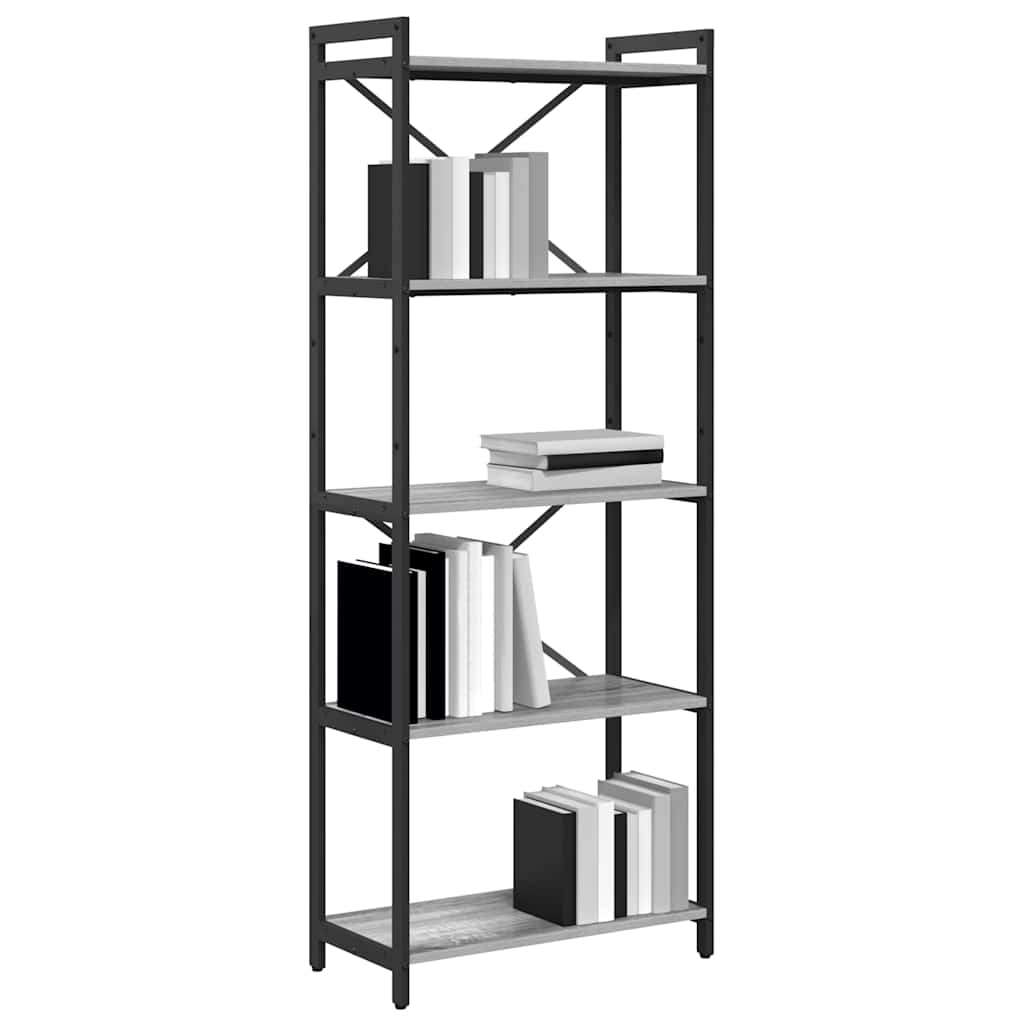 Bibliothèque Sonoma gris 60 x 30 x 153 cm Bois d'ingénierie - XIOS