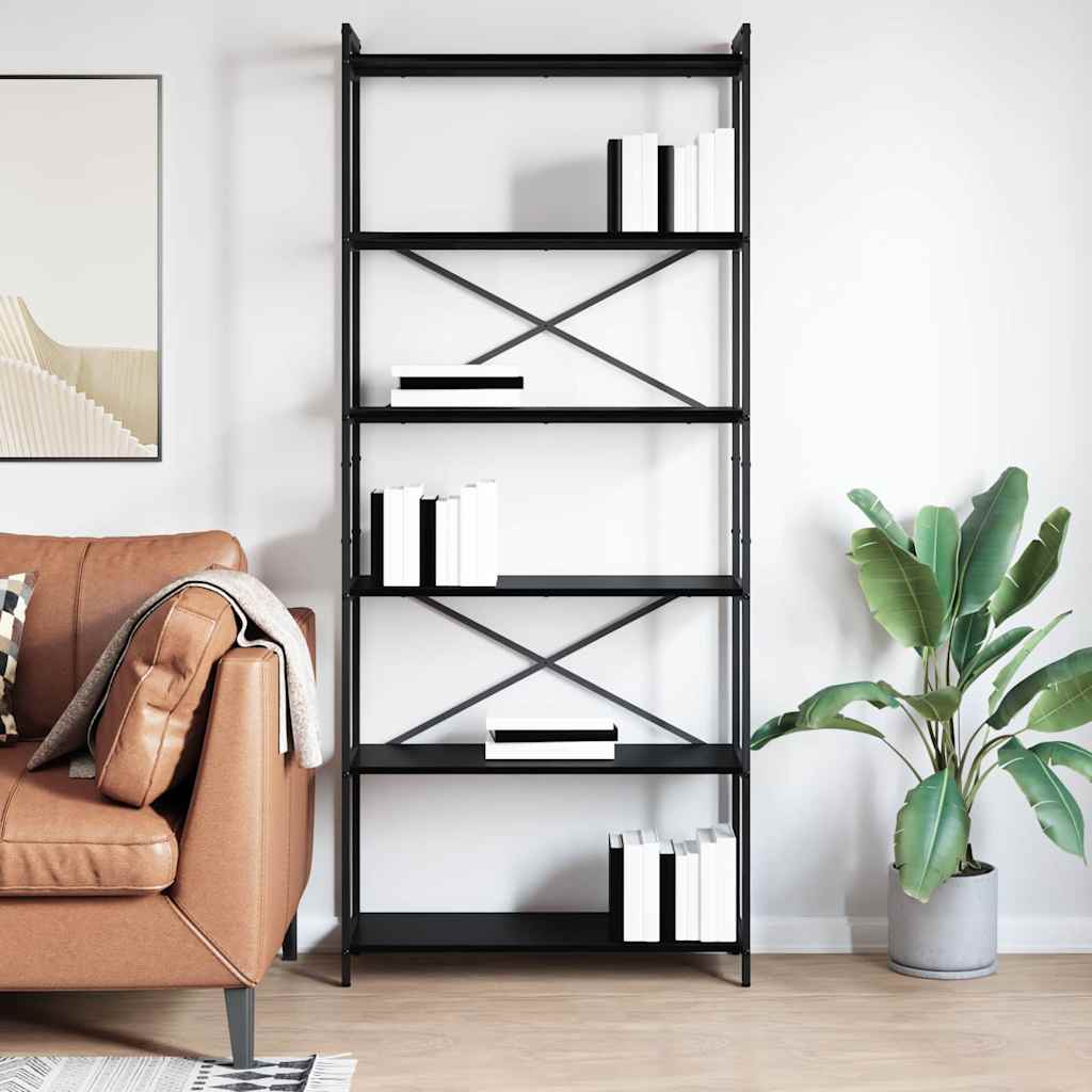 Bibliothèque Chêne noir 80 x 30 x 188 cm Bois d'ingénierie - XIOS