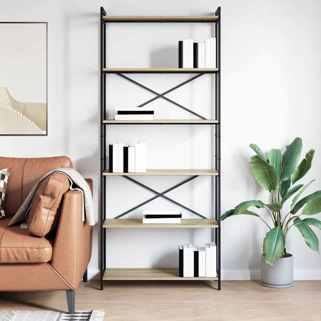 Bibliothèque Chêne sonoma 80 x 30 x 188 cm Bois d'ingénierie - XIOS