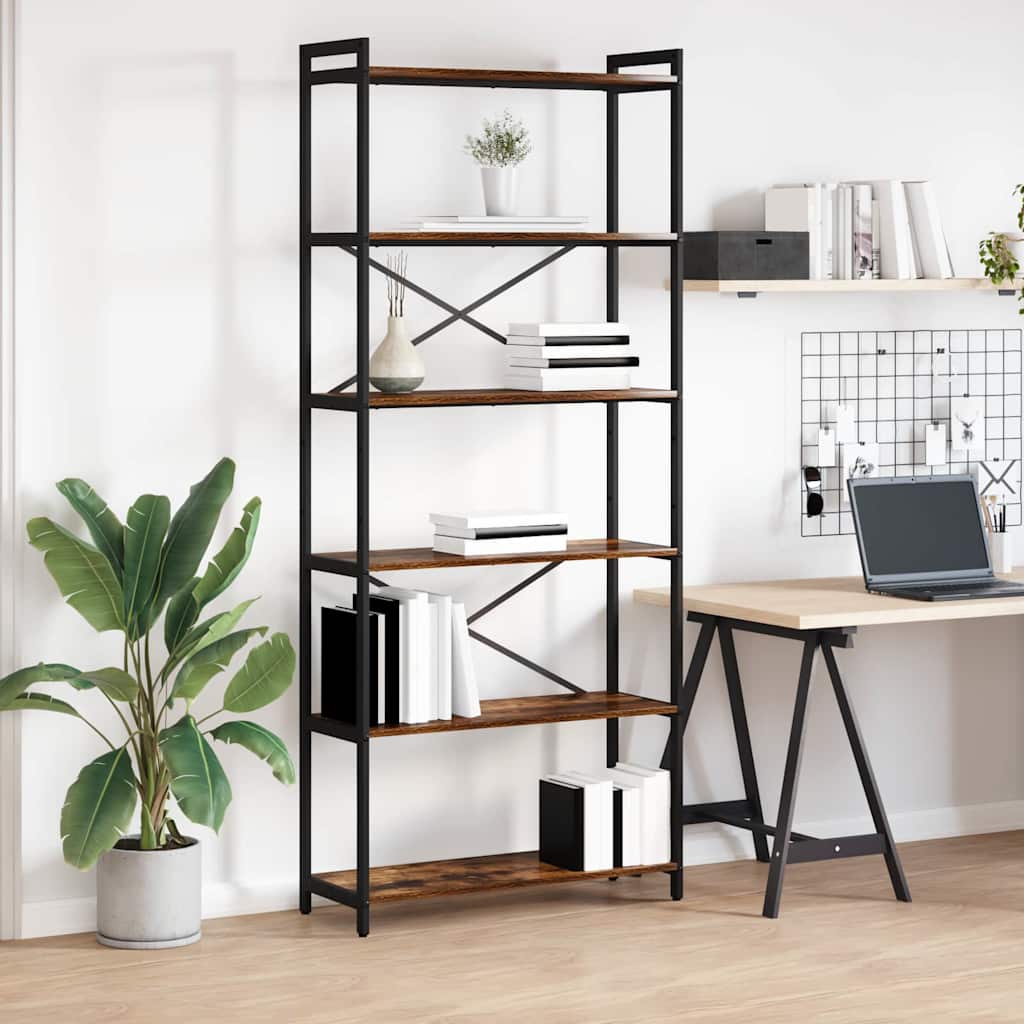 Bibliothèque Chêne fumé 80 x 30 x 188 cm Bois d'ingénierie - XIOS