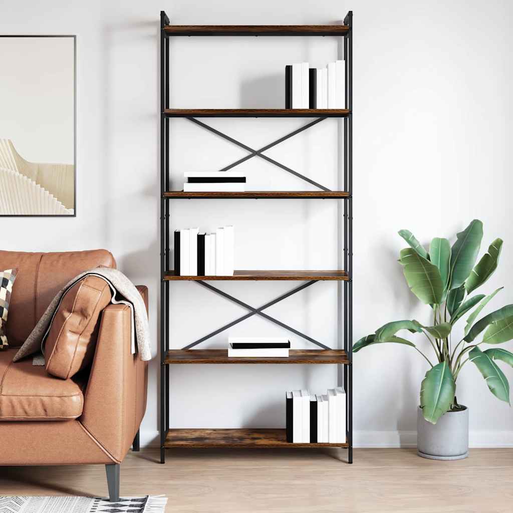 Bibliothèque Chêne fumé 80 x 30 x 188 cm Bois d'ingénierie - XIOS