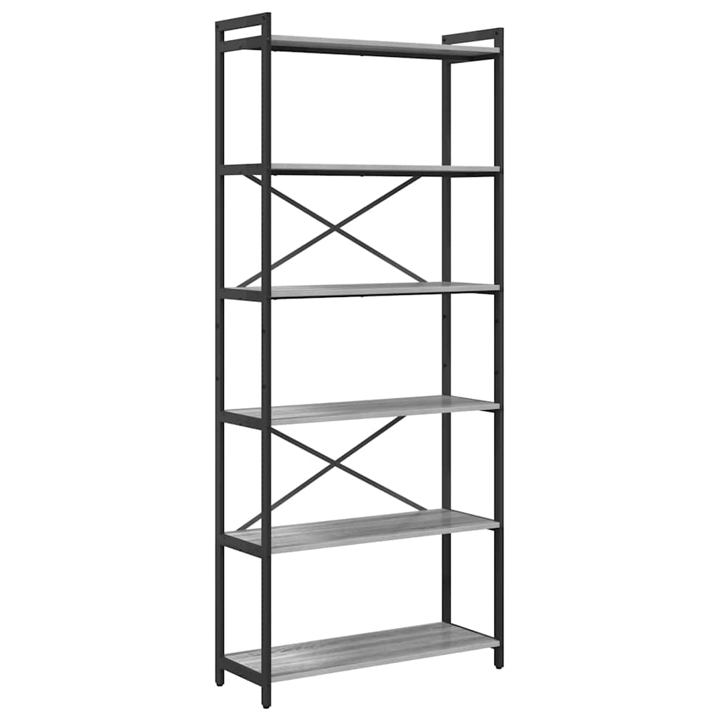 Bibliothèque Sonoma gris 80 x 30 x 188 cm Bois d'ingénierie - XIOS