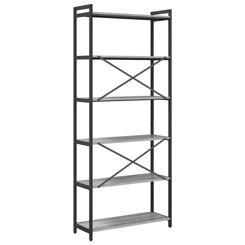 Bibliothèque Sonoma gris 80 x 30 x 188 cm Bois d'ingénierie - XIOS