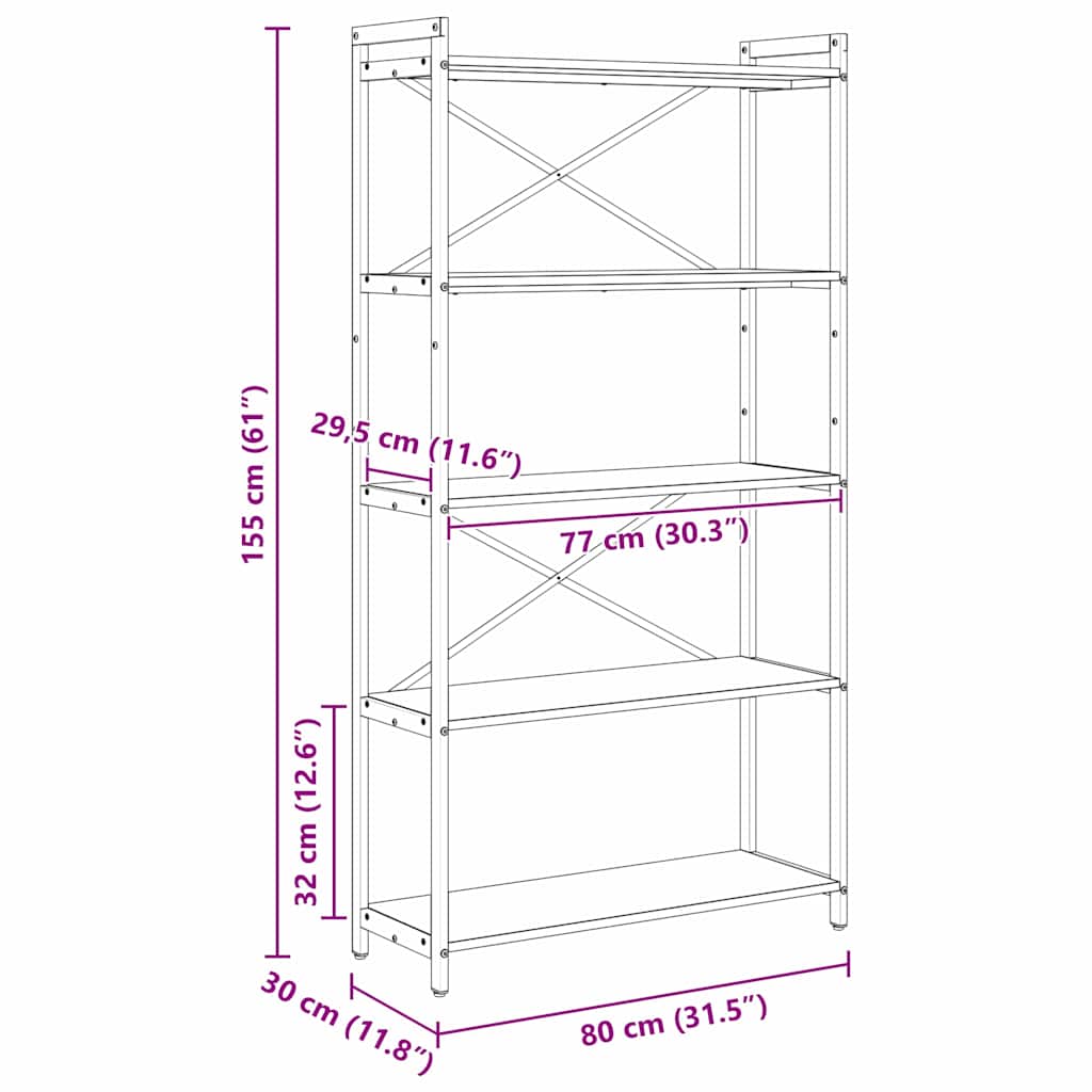 Bibliothèque Chêne sonoma 80 x 30 x 153 cm Bois d'ingénierie - XIOS