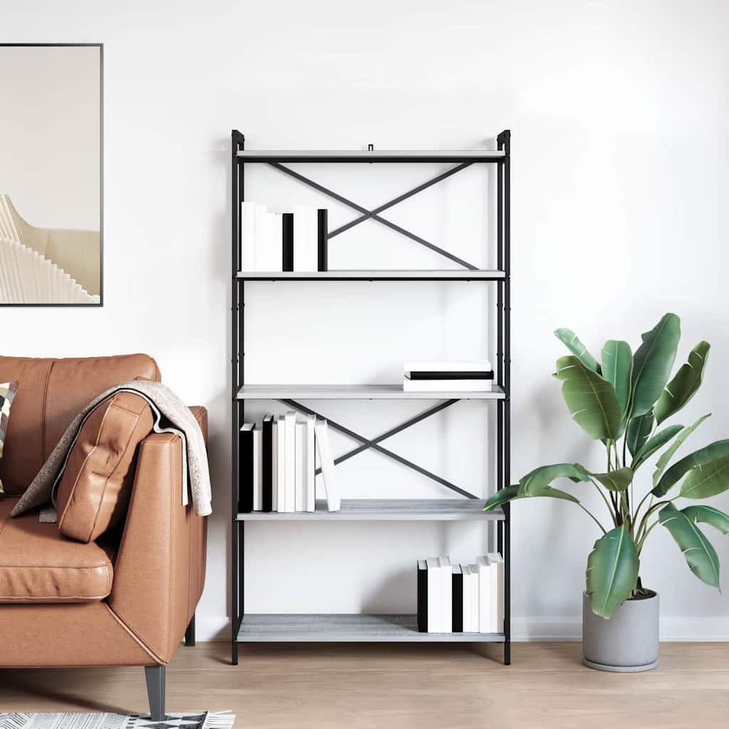 Bibliothèque Sonoma gris 80 x 30 x 153 cm Bois d'ingénierie - XIOS