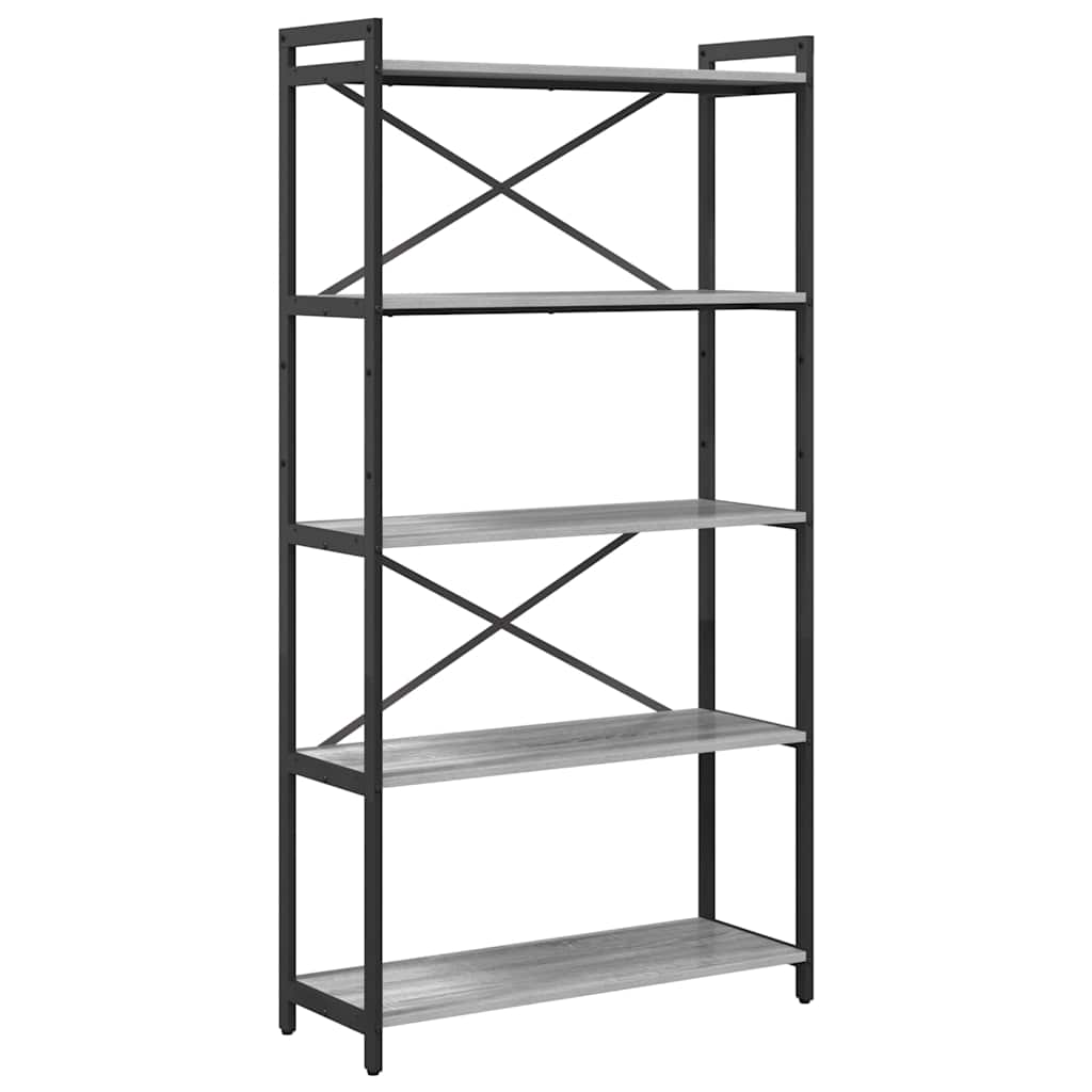 Bibliothèque Sonoma gris 80 x 30 x 153 cm Bois d'ingénierie - XIOS