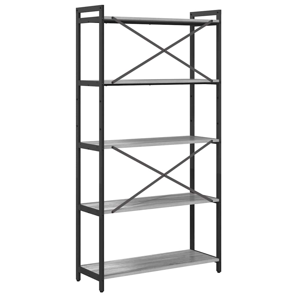 Bibliothèque Sonoma gris 80 x 30 x 153 cm Bois d'ingénierie - XIOS