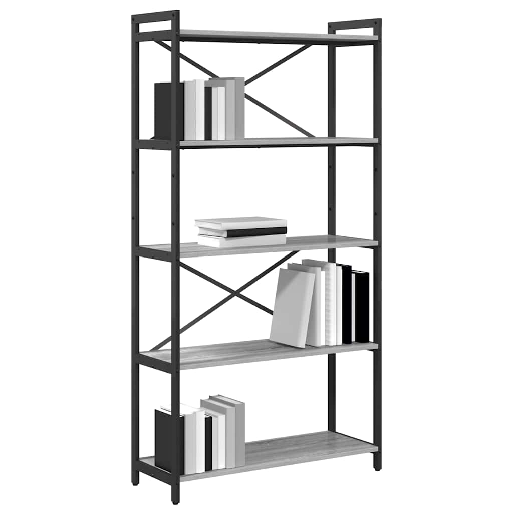Bibliothèque Sonoma gris 80 x 30 x 153 cm Bois d'ingénierie - XIOS