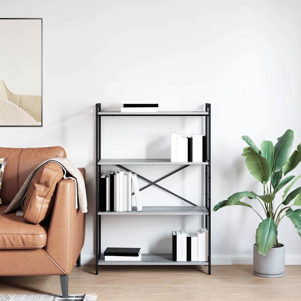 Bibliothèque Sonoma gris 80 x 30 x 118 cm Bois d'ingénierie - XIOS