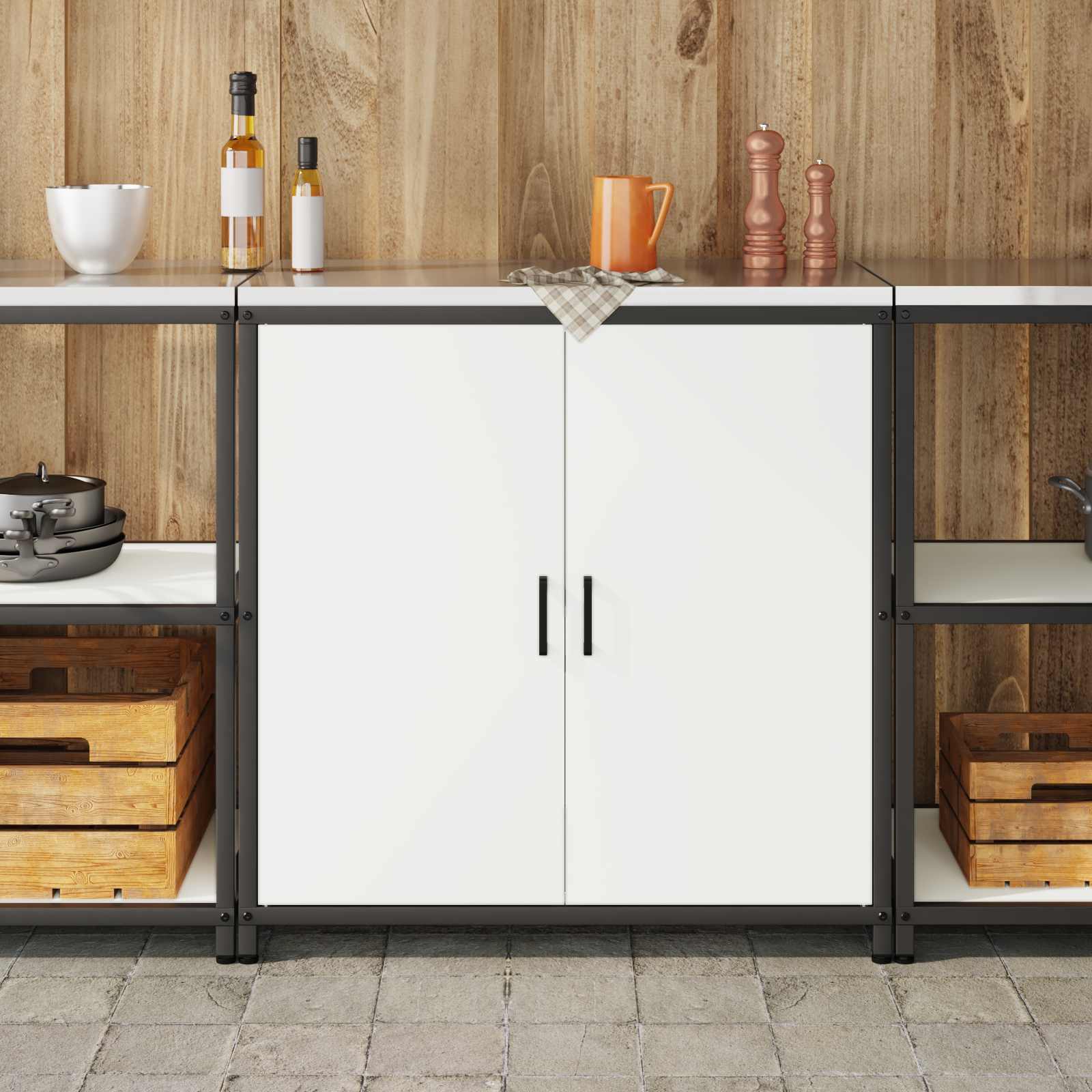 Meuble de rangement de cuisine HATTEM Blanc 90 x 50 x 92 cm - XIOS