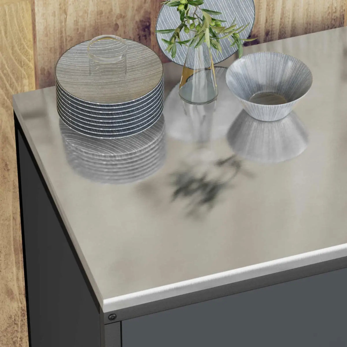 Meuble de rangement de cuisine HATTEM Anthracite Acier - XIOS