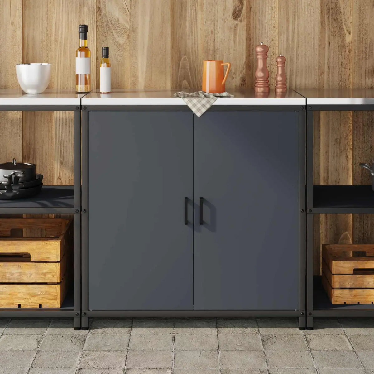 Meuble de rangement de cuisine HATTEM Anthracite Acier - XIOS
