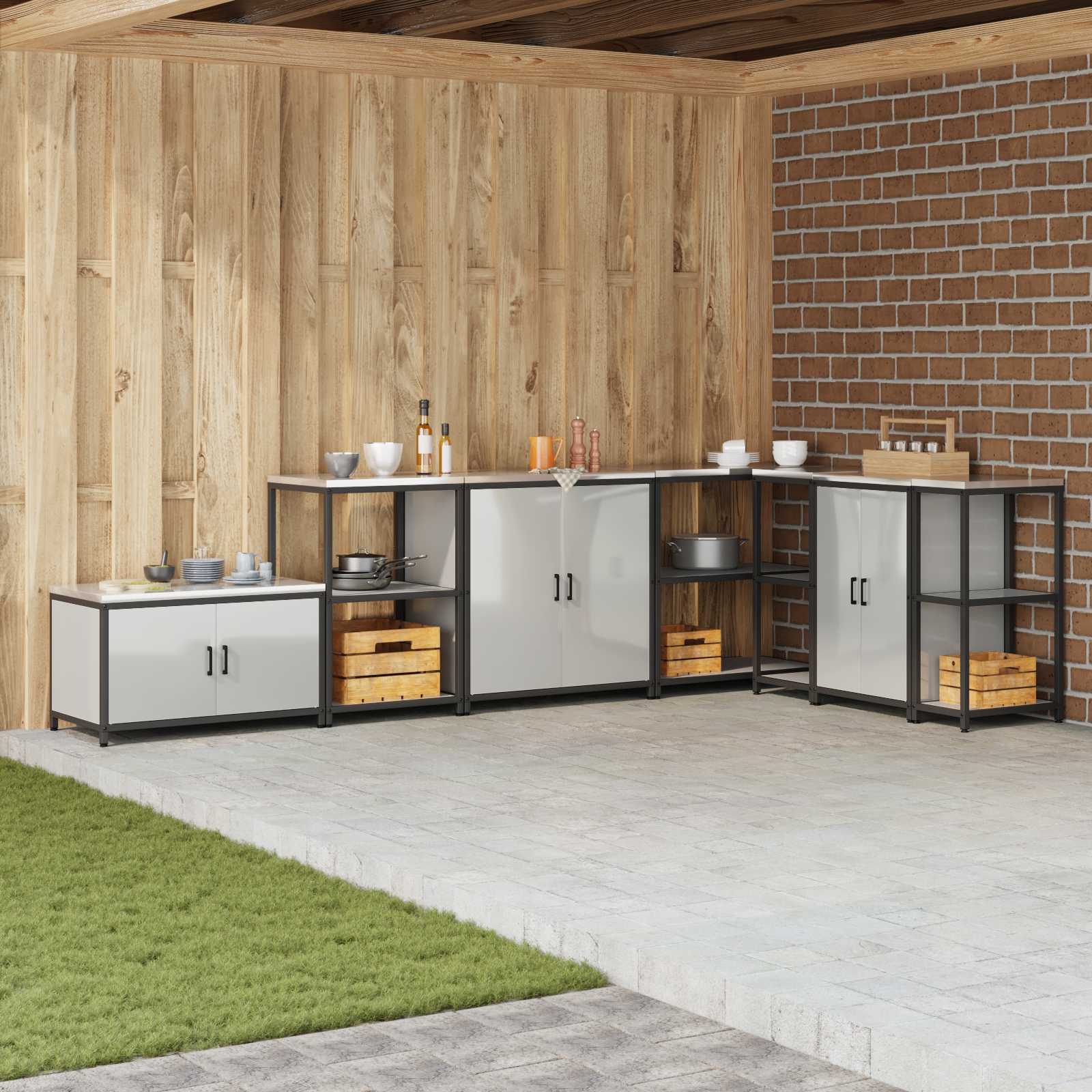Meuble de rangement de cuisine HATTEM Argenté 90 x 50 x 92 cm - XIOS