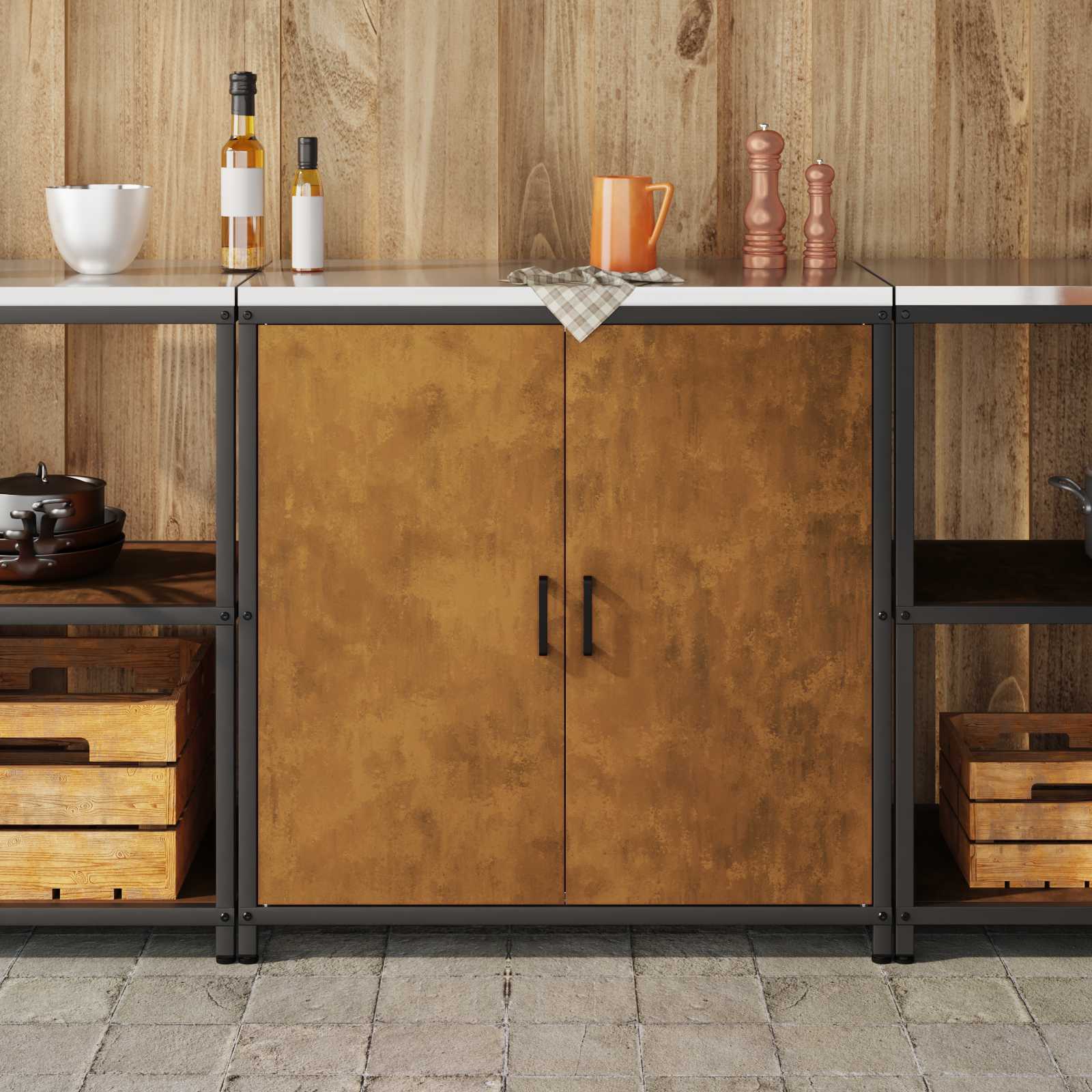 Meuble de rangement de cuisine HATTEM Rouillé 90 x 50 x 92 cm - XIOS