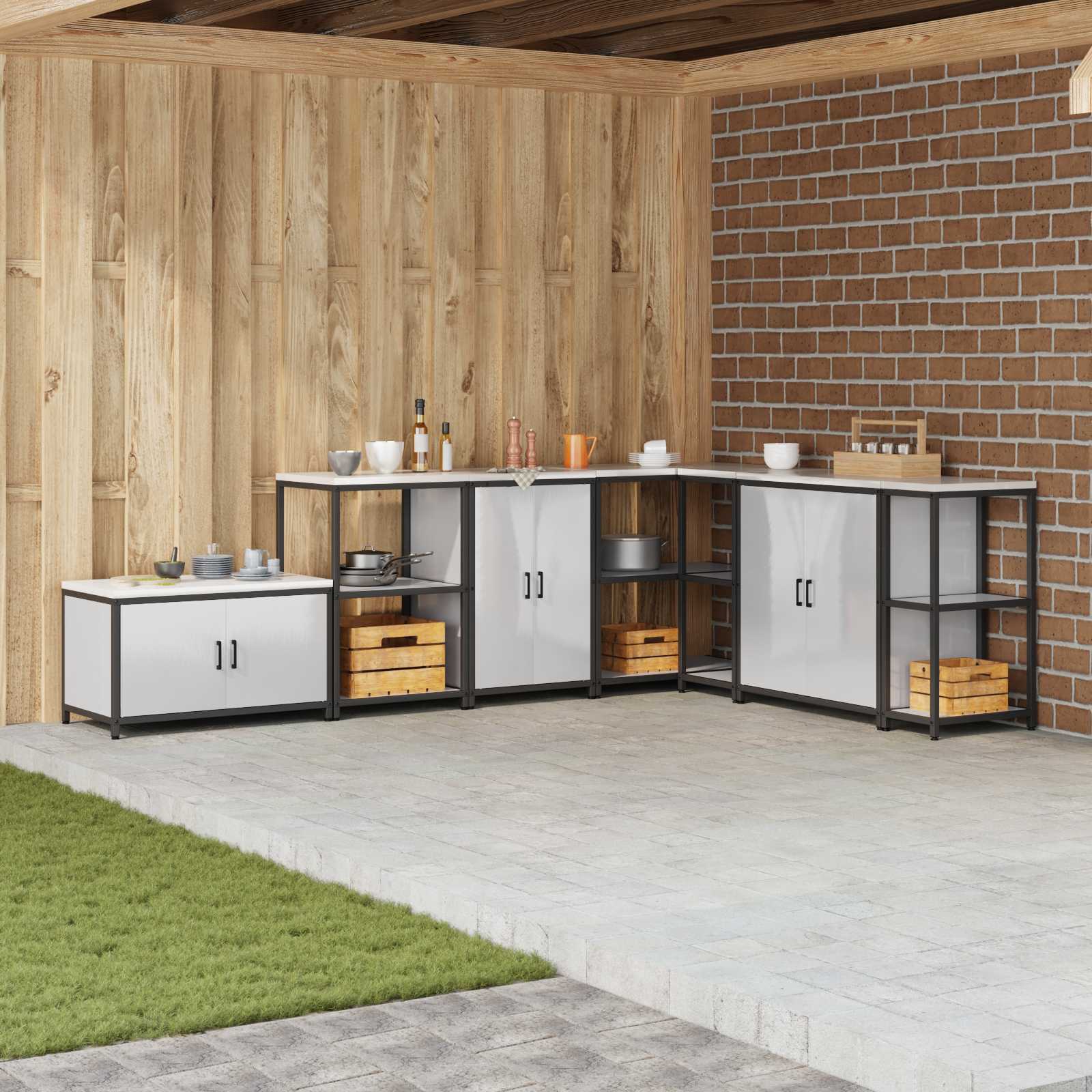 Meuble de rangement de cuisine HATTEM Argenté 60 x 50 x 92 cm - XIOS