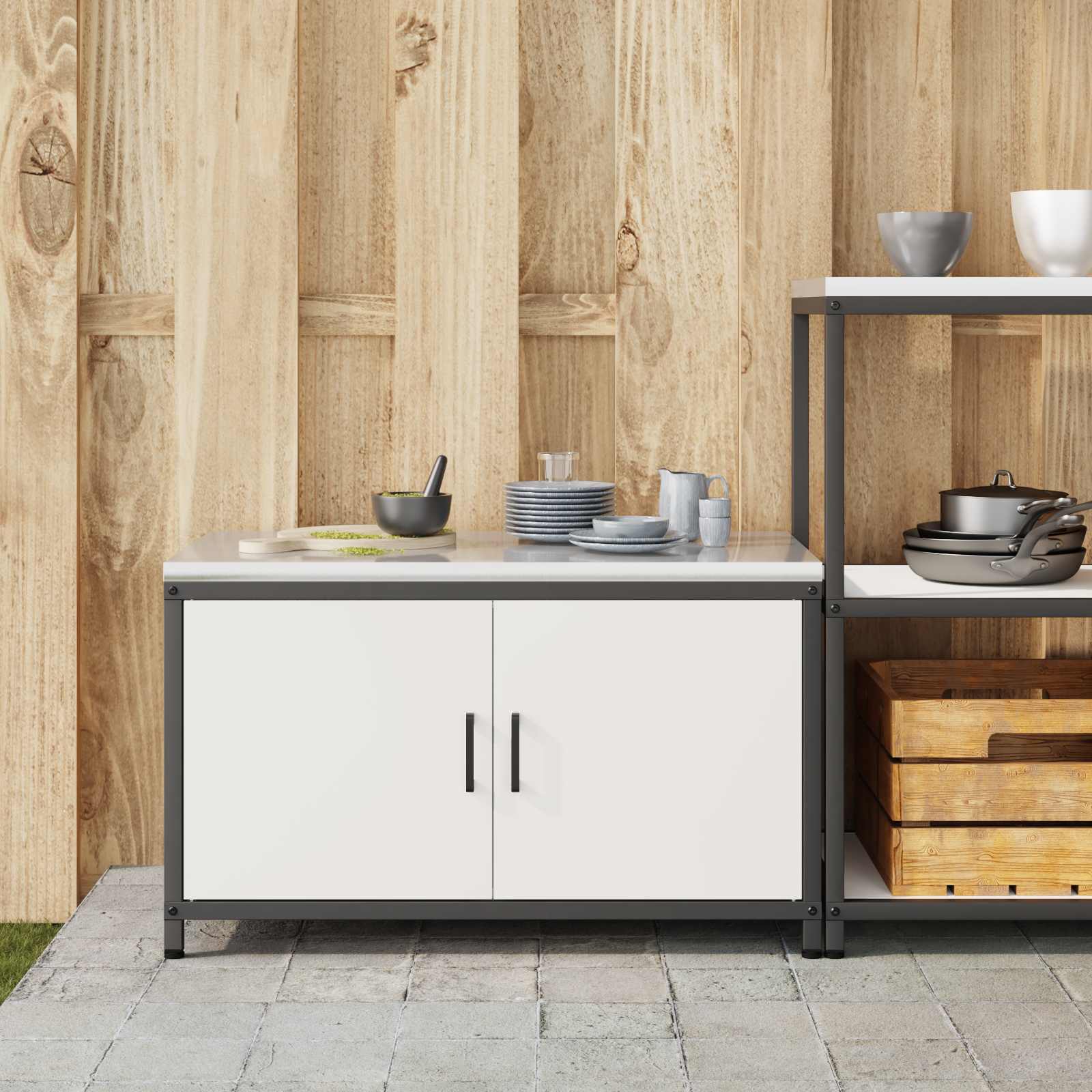 Meuble de rangement de cuisine HATTEM Blanc 90 x 50 x 53 cm - XIOS