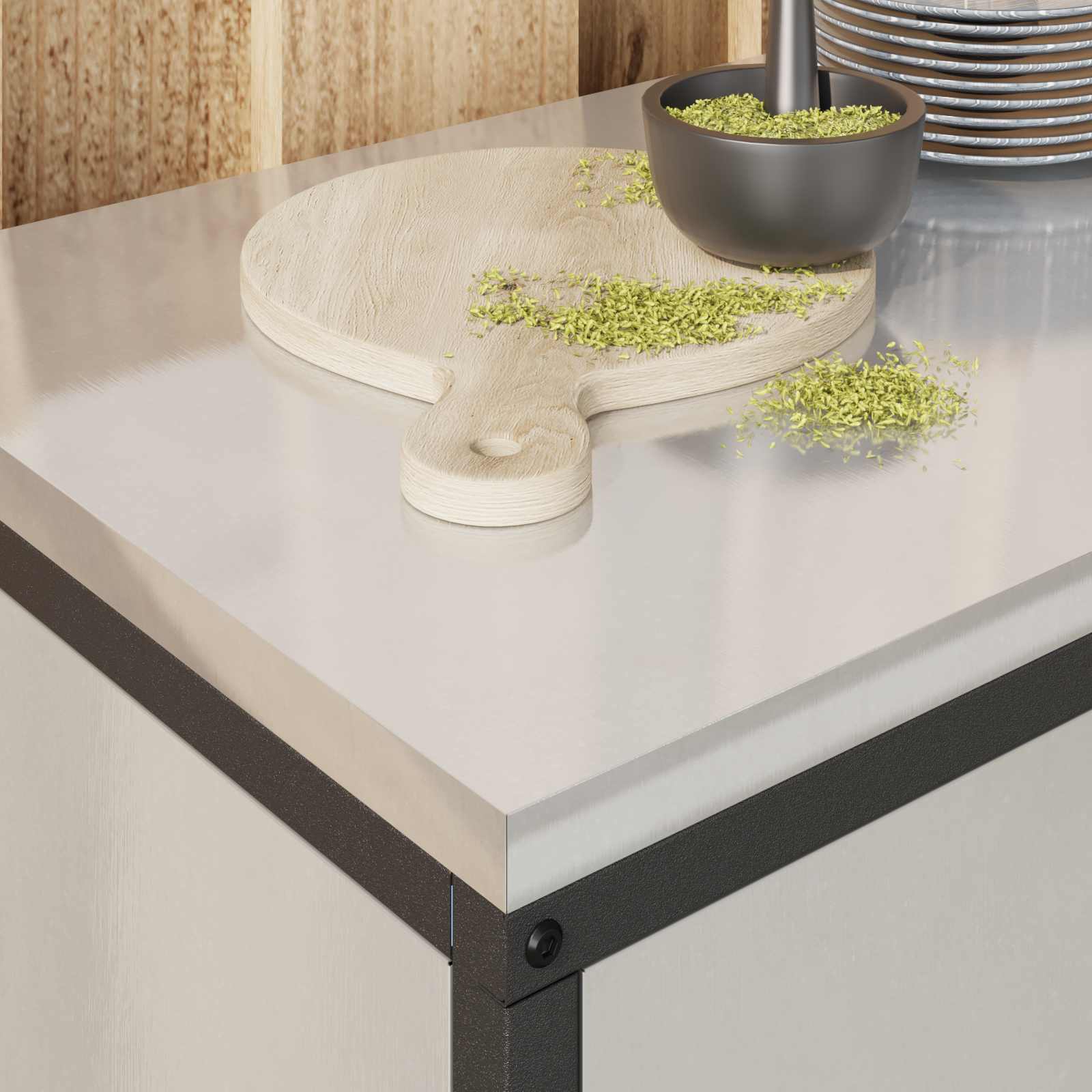 Meuble de rangement de cuisine HATTEM Argenté 90 x 50 x 53 cm - XIOS