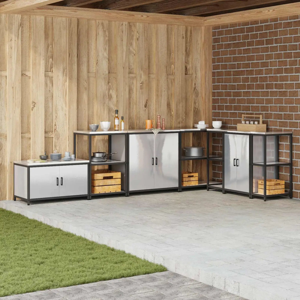 Meuble de rangement de cuisine HATTEM Argenté 90 x 50 x 53 cm - XIOS