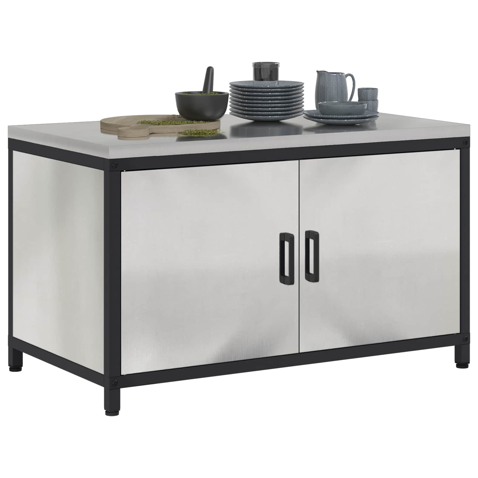 Meuble de rangement de cuisine HATTEM Argenté 90 x 50 x 53 cm - XIOS