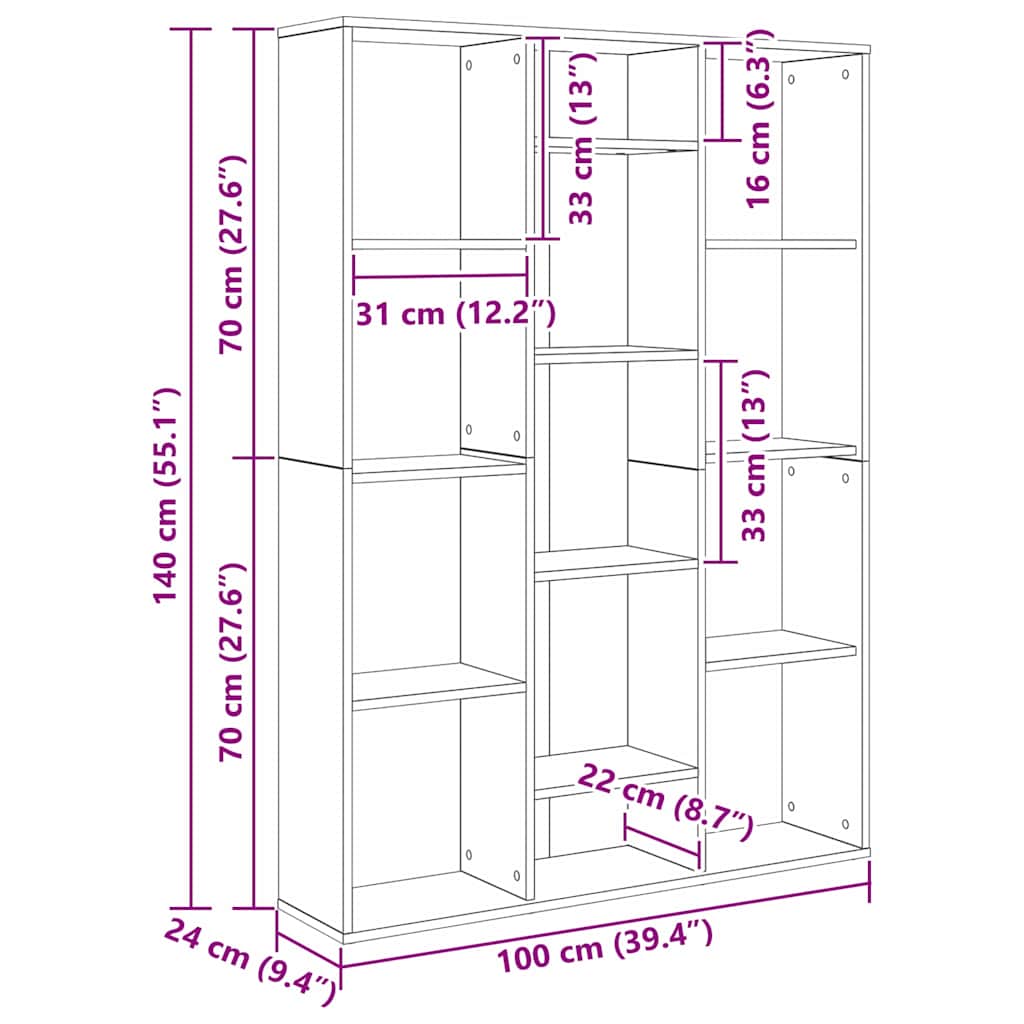 Paravent Chêne noir 100 x 24 x 140 cm Bois d'ingénierie XIOS