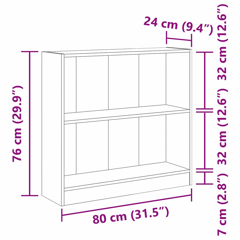 Étagère Chêne noir 80 x 24 x 76 cm Bois d'ingénierie - XIOS
