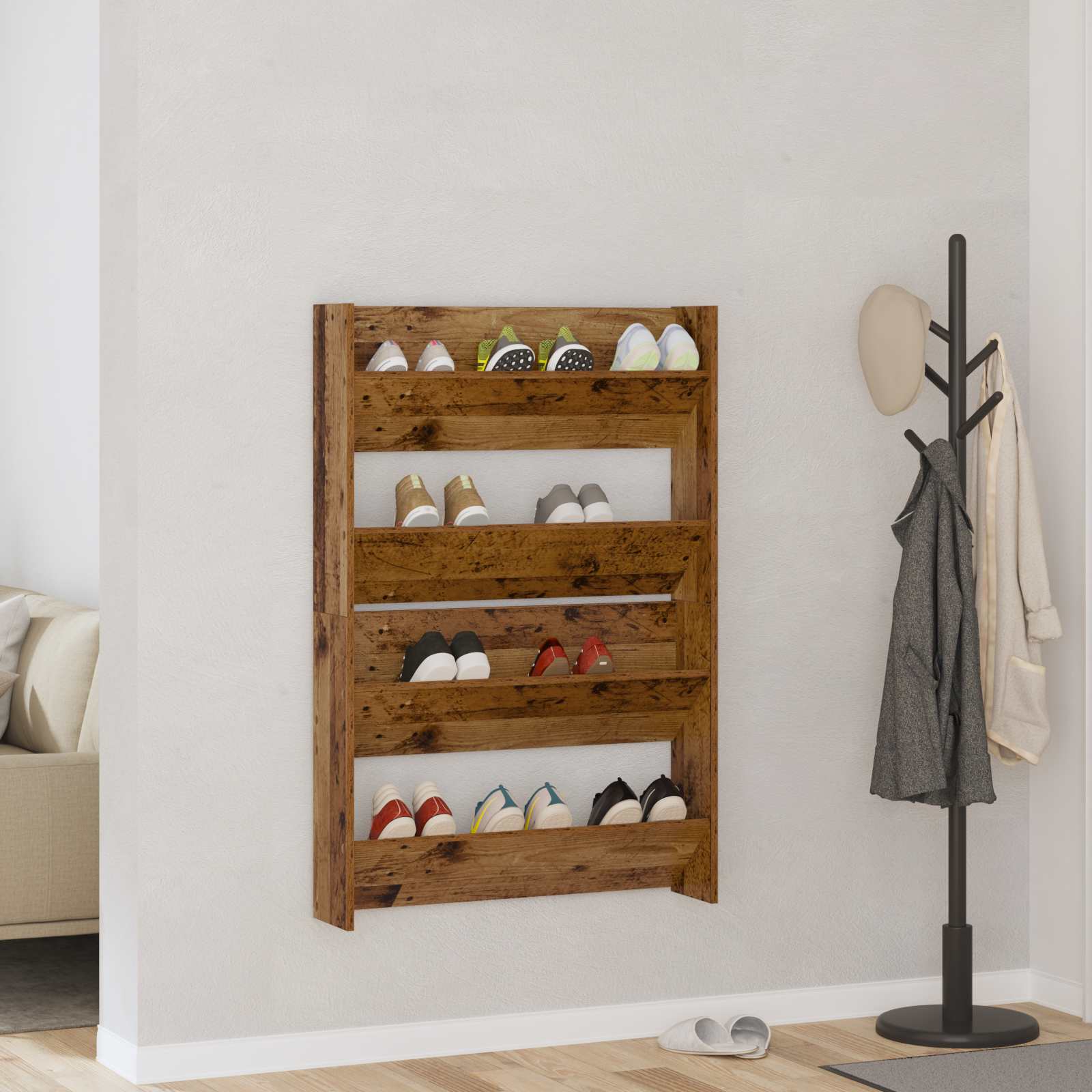 Cabinet à chaussures 2 pcs Bois ancien 80 x 18 x 60 cm - XIOS