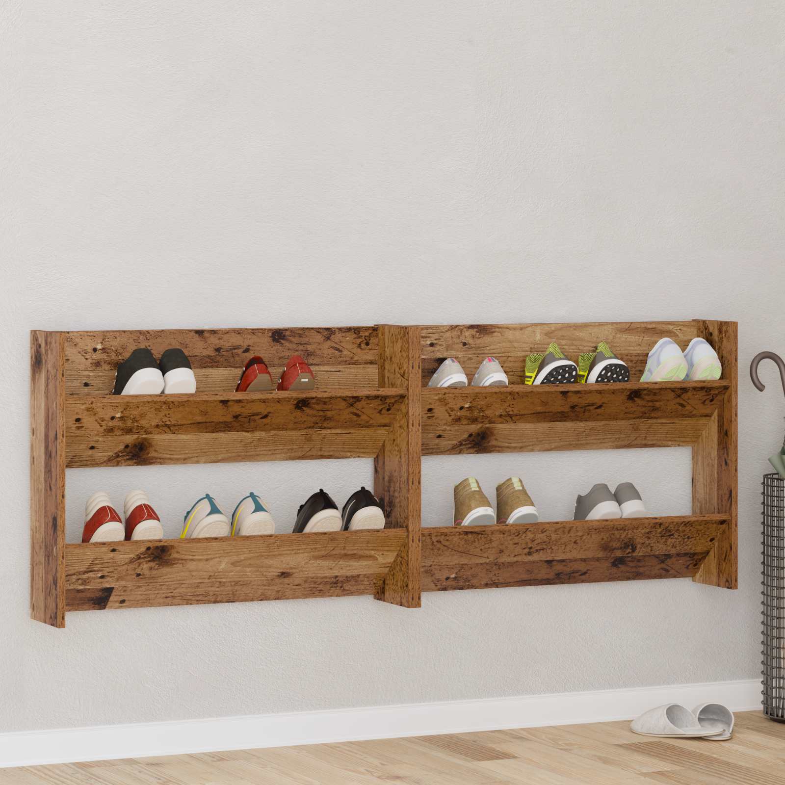 Cabinet à chaussures 2 pcs Bois ancien 80 x 18 x 60 cm - XIOS