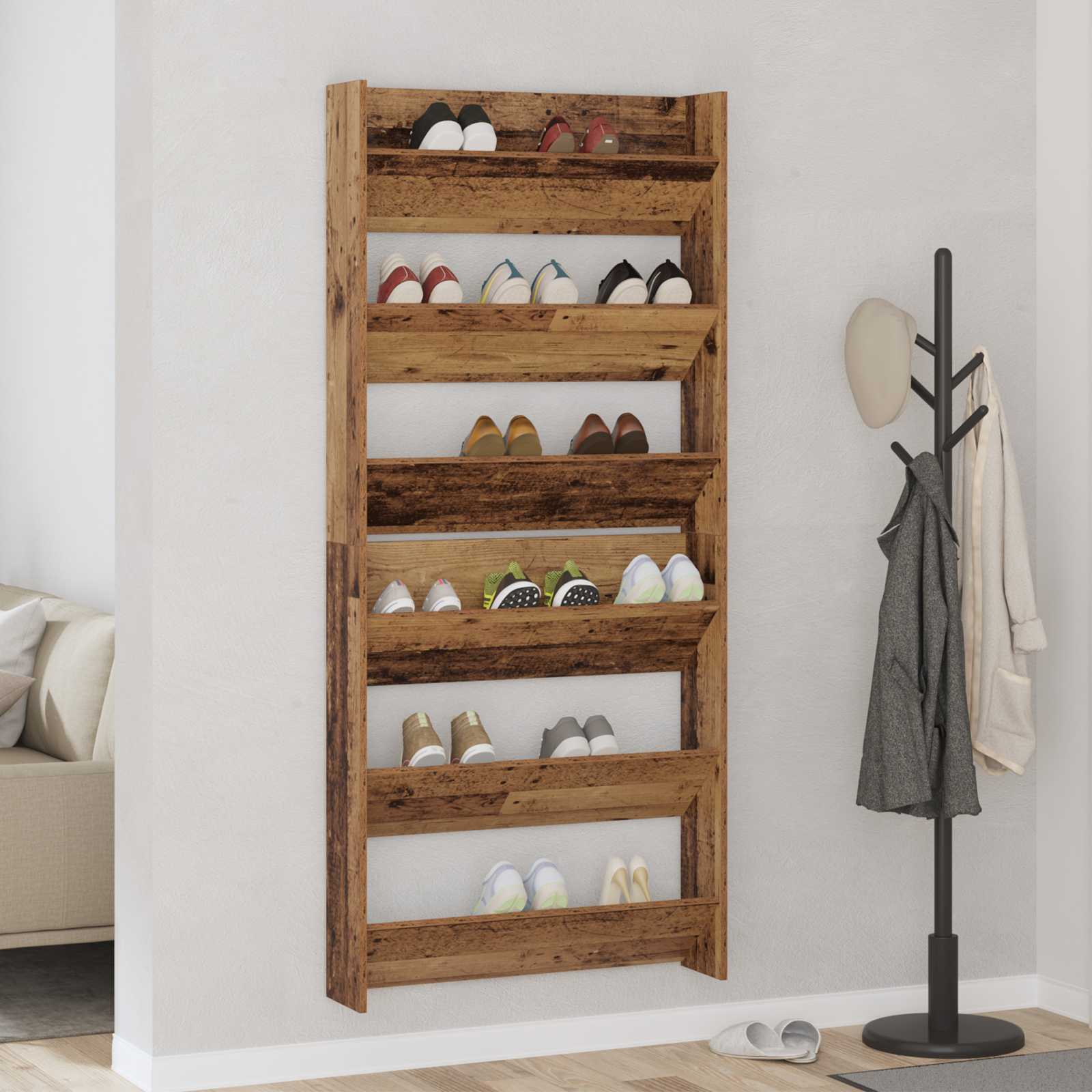 Cabinet à chaussures 2 pcs Bois ancien 84 x 18 x 90 cm - XIOS