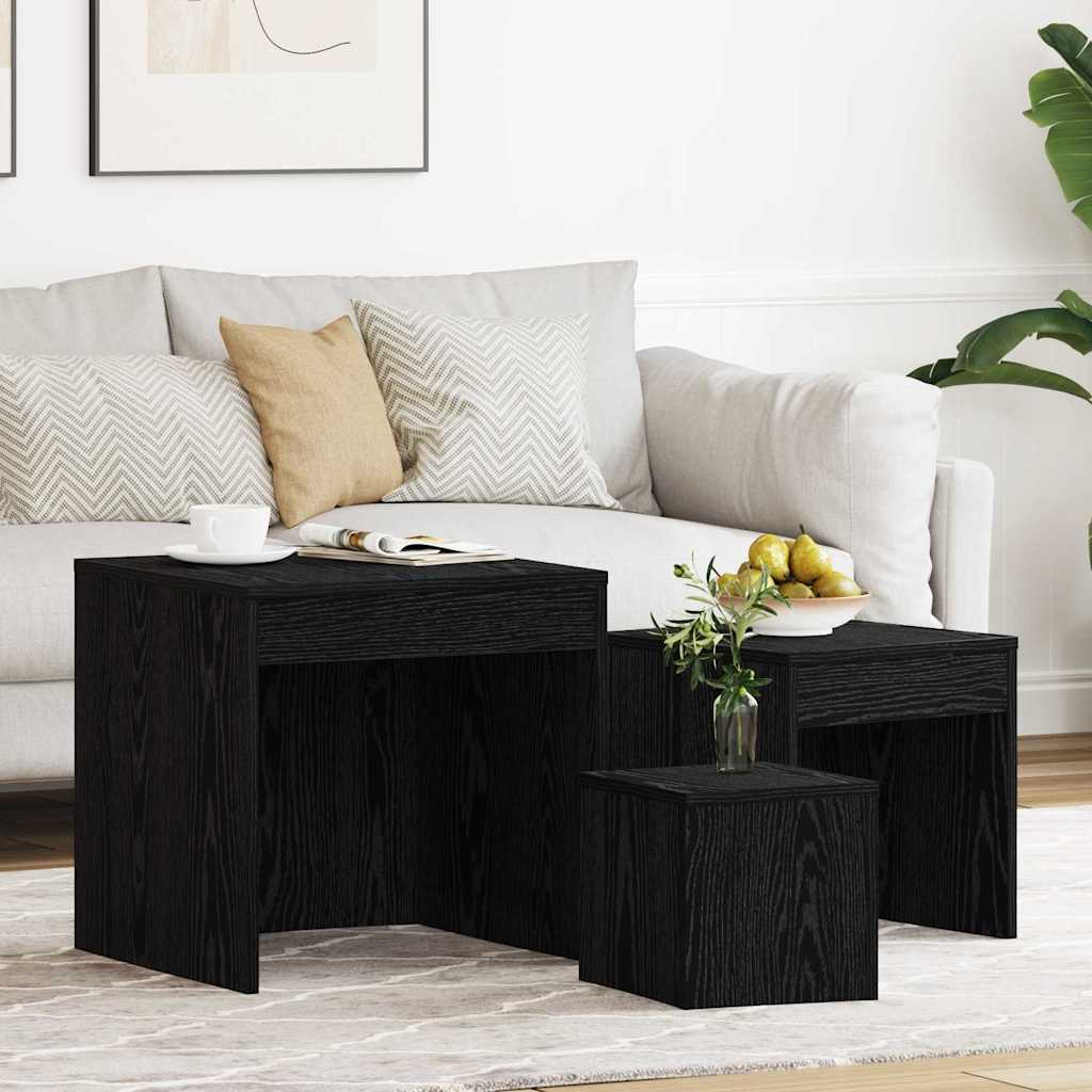Tables basses 3 pcs Chêne noir 45 x 45 x 45 cm - XIOS
