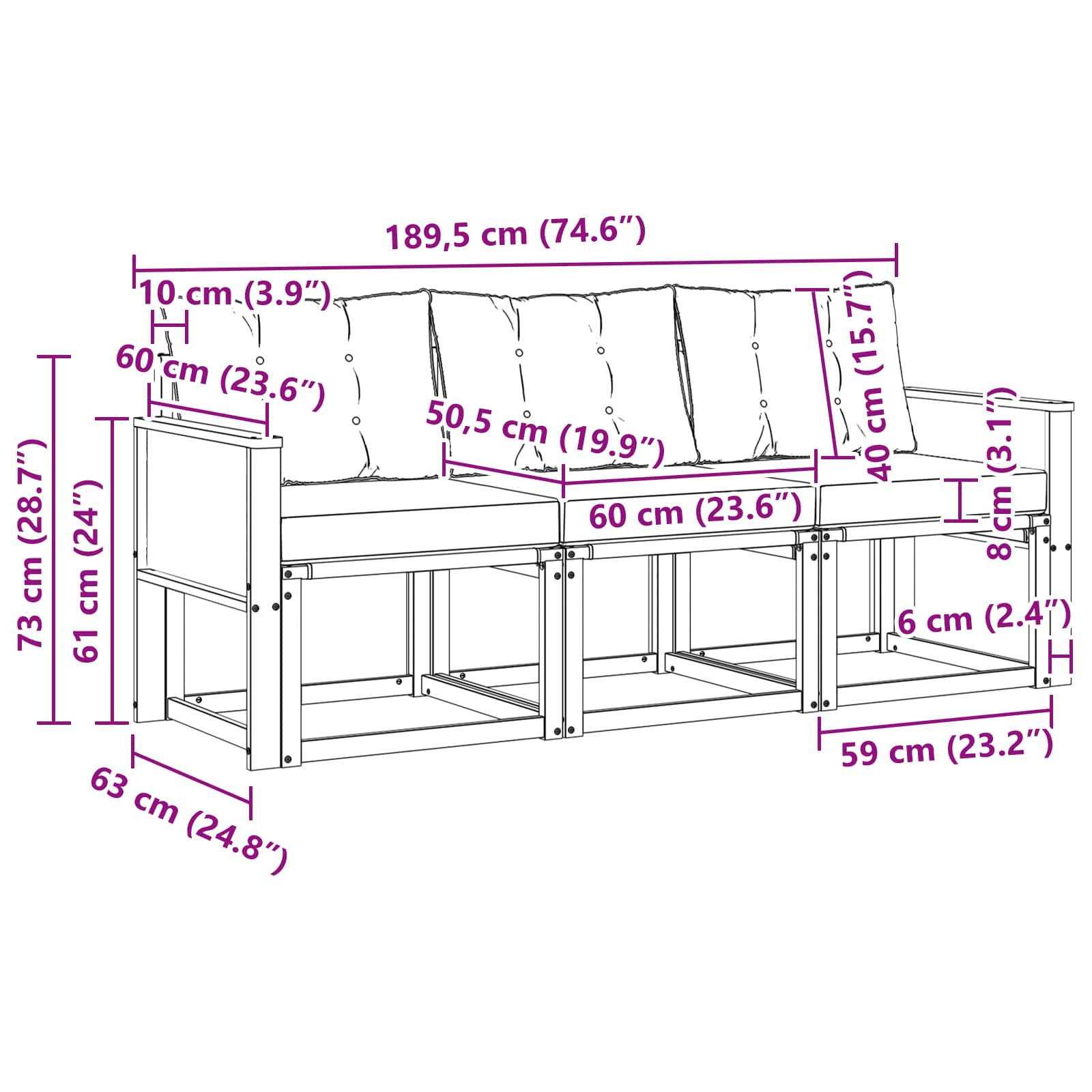 Ensemble de canapés d'extérieur 3 pcs Naturel et gris clair - XIOS