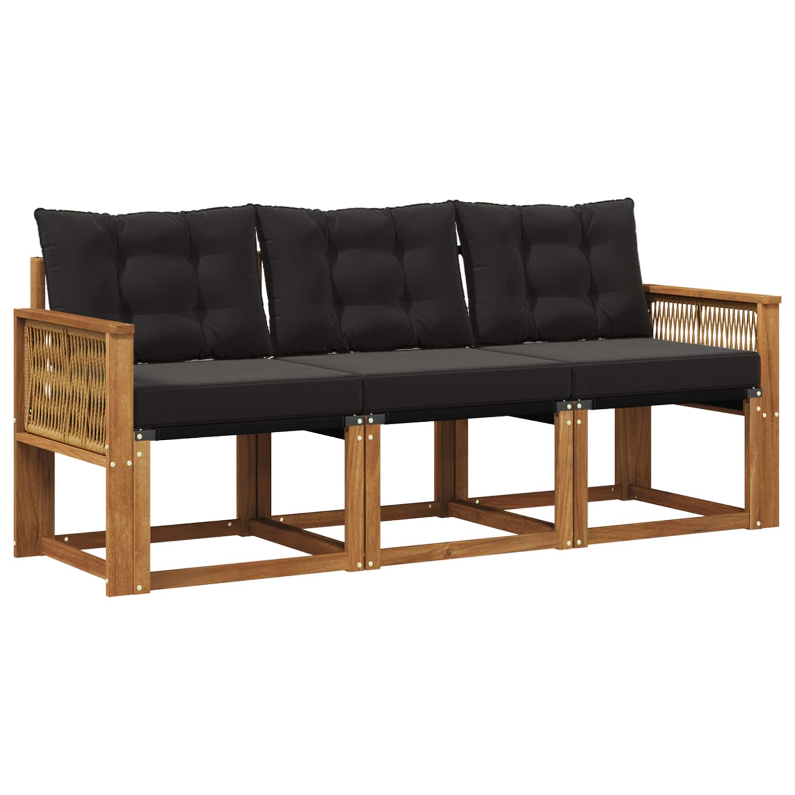 Ensemble de canapés d'extérieur 3 pcs Naturel et noir - XIOS