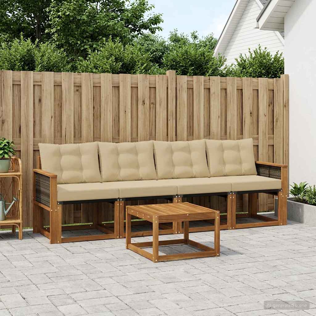 Ensemble de canapés d'extérieur 5 pcs Naturel et Beige - XIOS