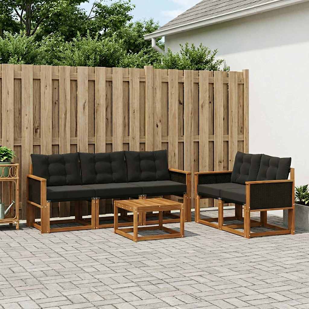 Ensemble de canapés d'extérieur 6 pcs Naturel et noir - XIOS
