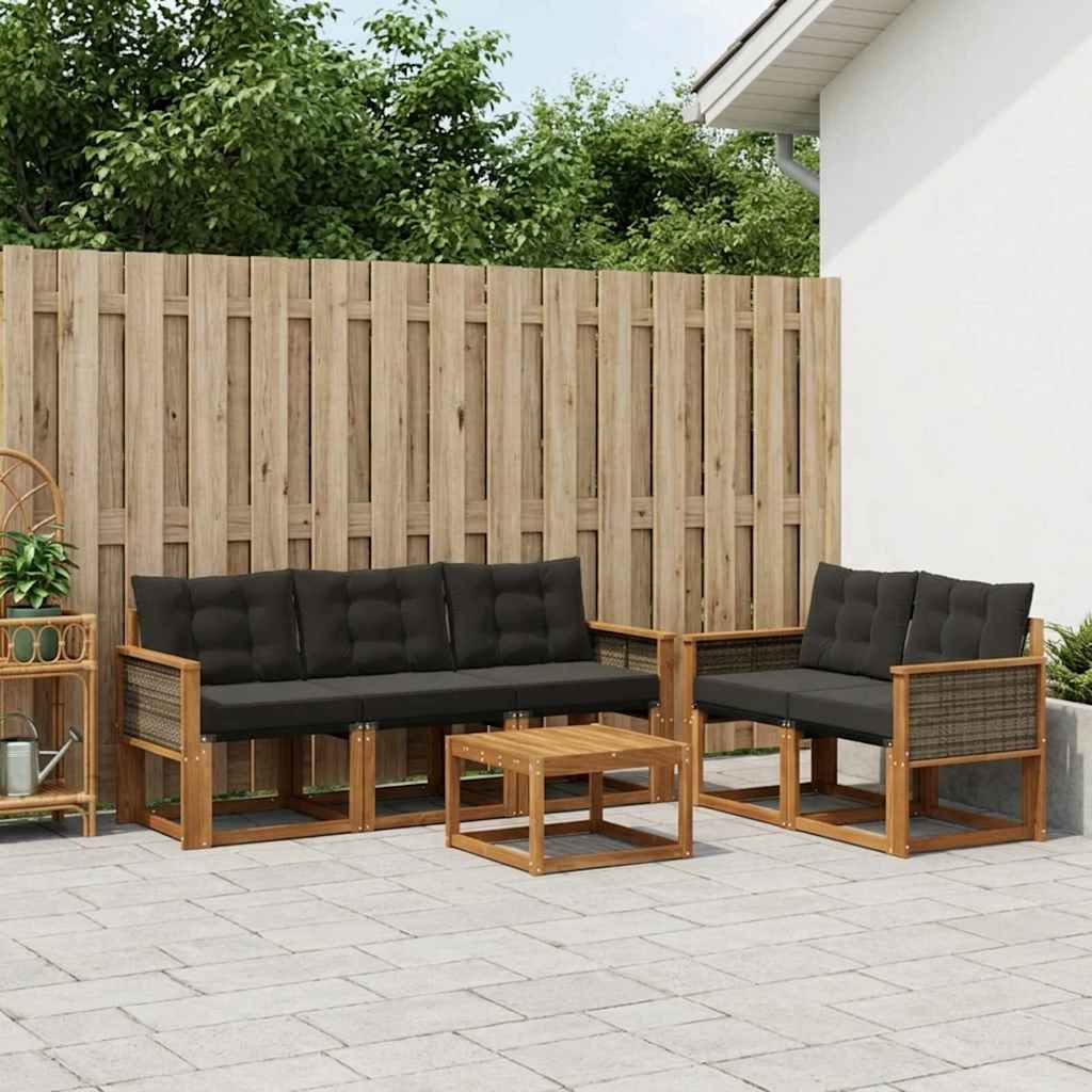 Ensemble de canapés d'extérieur 6 pcs Naturel et noir - XIOS
