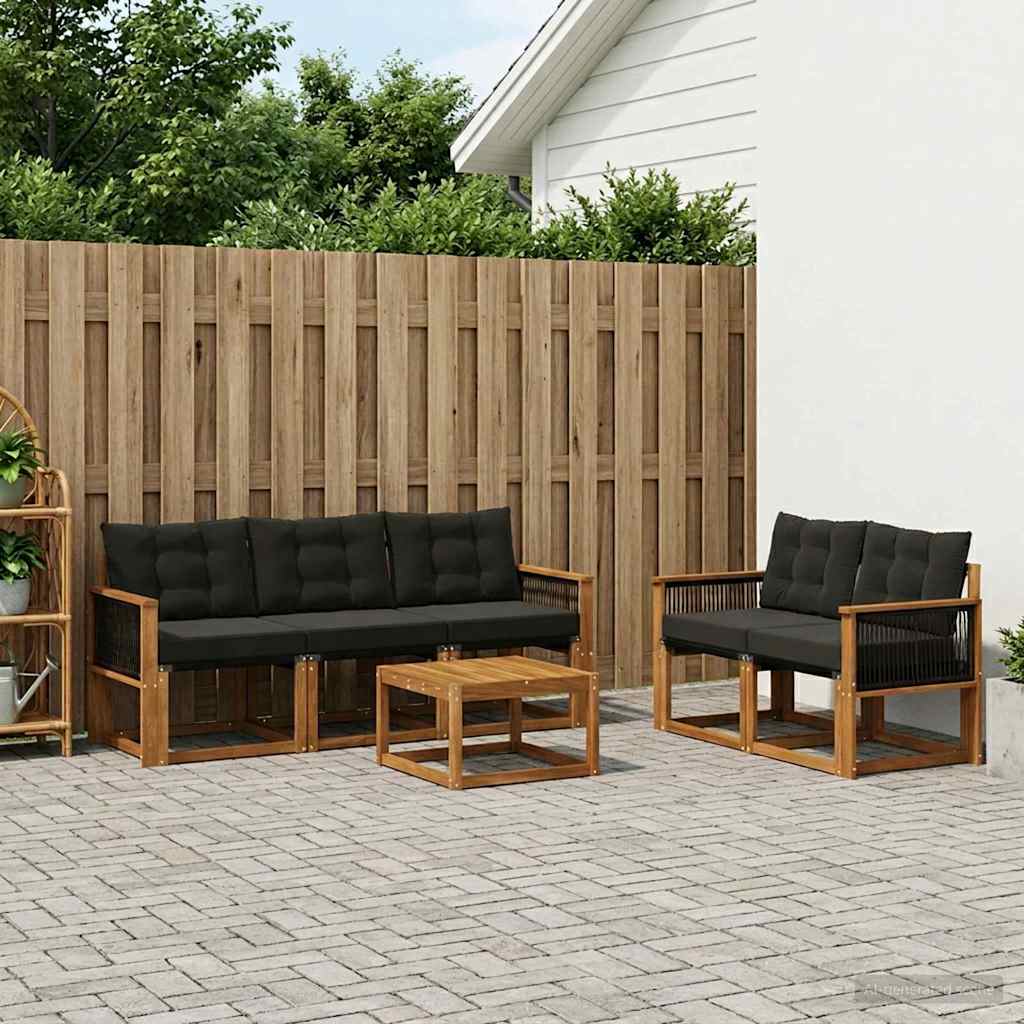 Ensemble de canapés d'extérieur 6 pcs Naturel et noir - XIOS