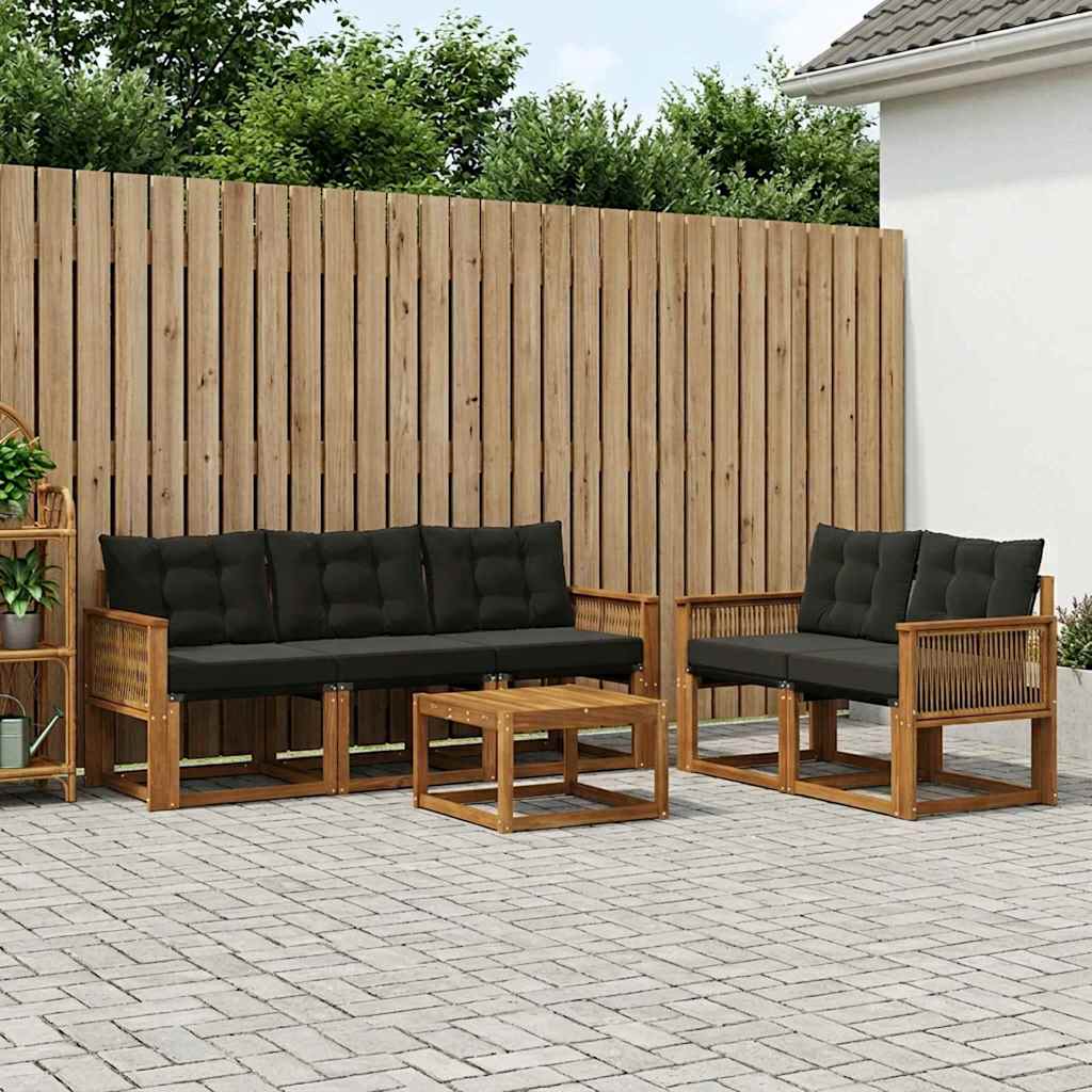 Ensemble de canapés d'extérieur 6 pcs Naturel et noir - XIOS