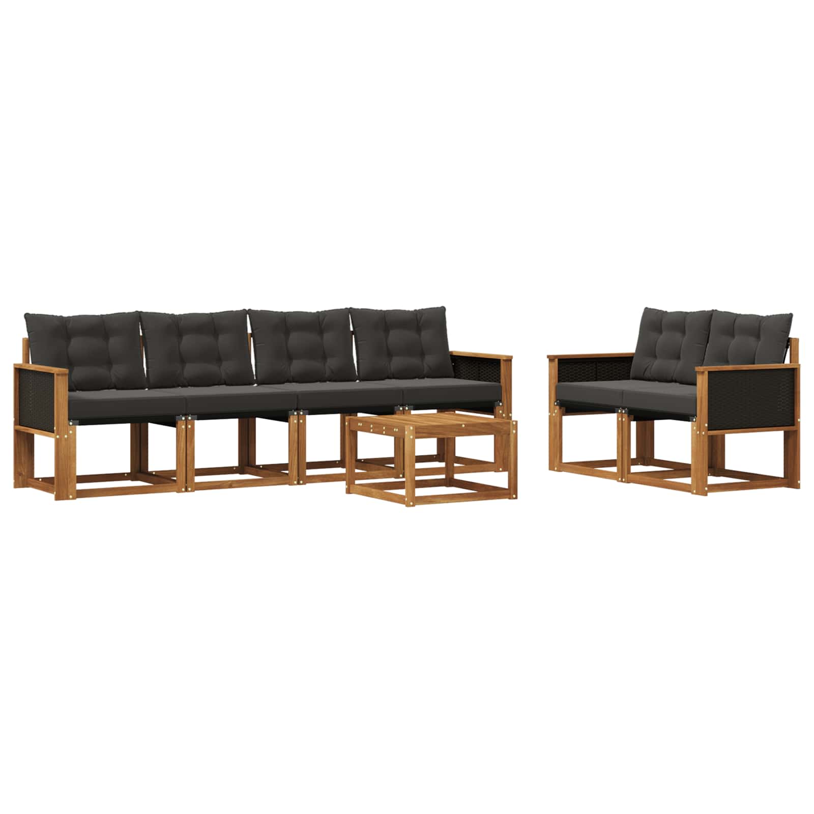 Ensemble de canapés d'extérieur 7 pcs Naturel et noir - XIOS