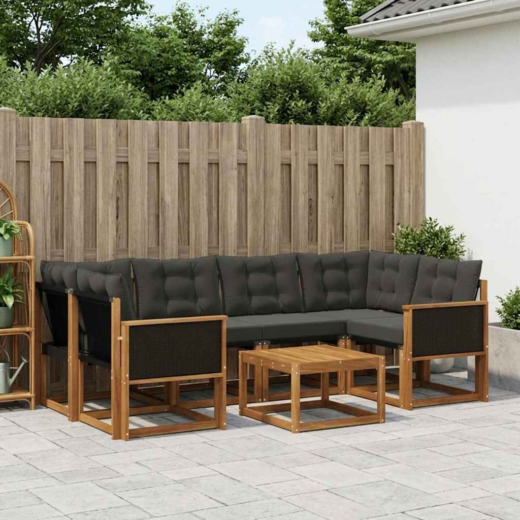 Ensemble de canapés d'extérieur 7 pcs Naturel et noir - XIOS