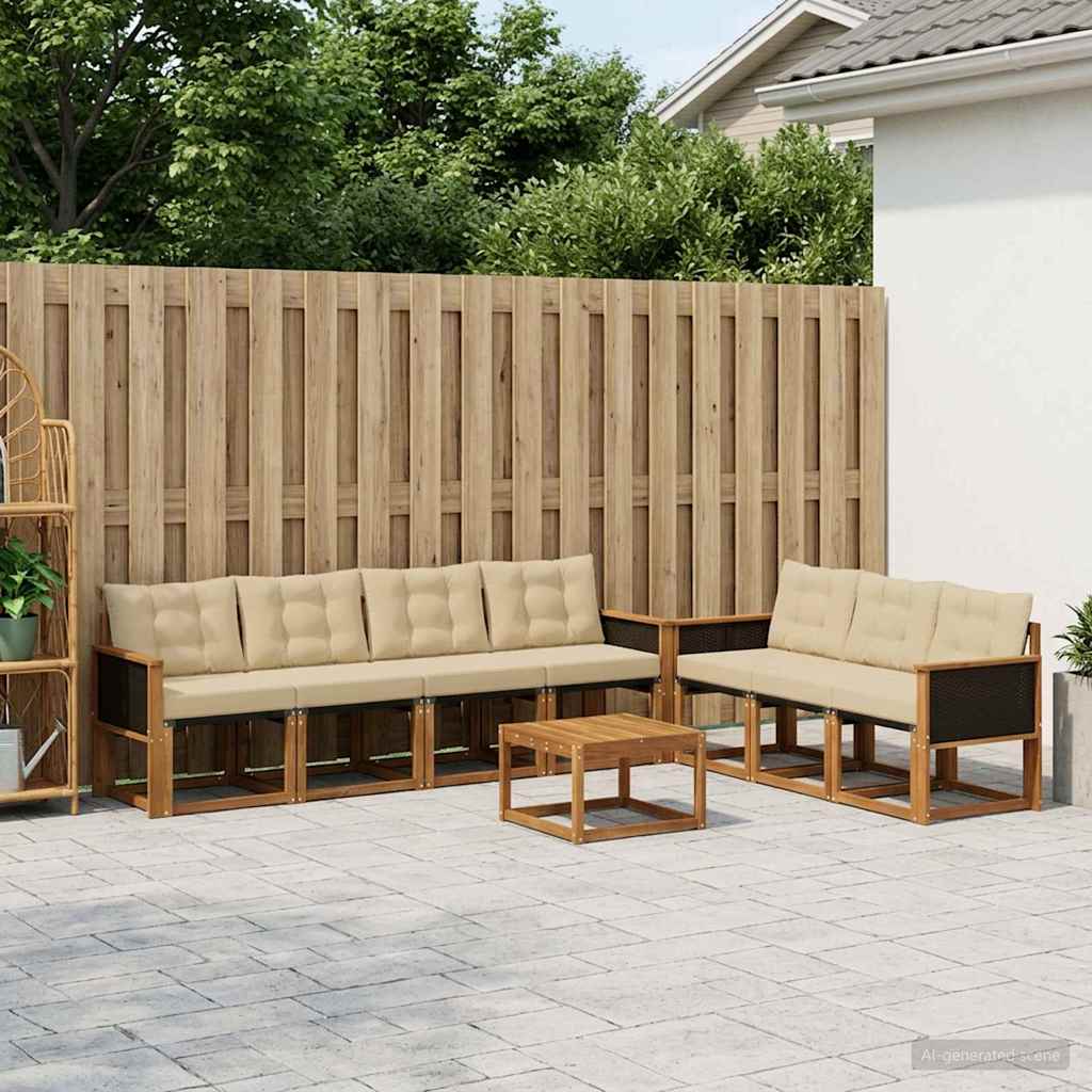 Ensemble de canapés d'extérieur 8 pcs Naturel et Beige - XIOS