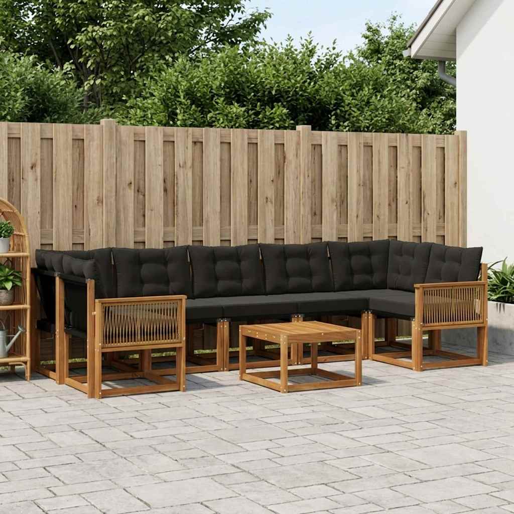 Ensemble de canapés d'extérieur 8 pcs Naturel et noir - XIOS