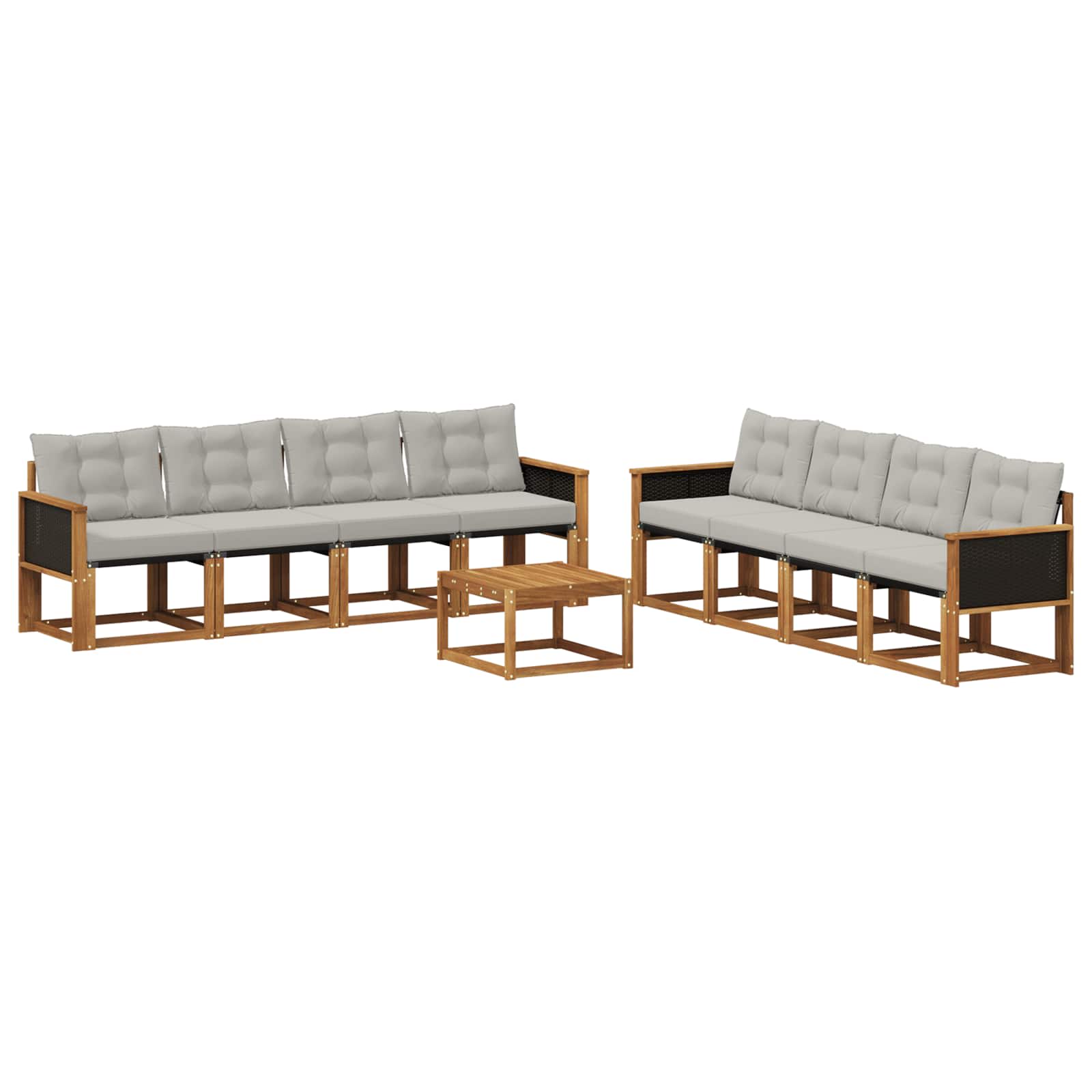 Ensemble de canapés d'extérieur 9 pcs Naturel et gris clair - XIOS