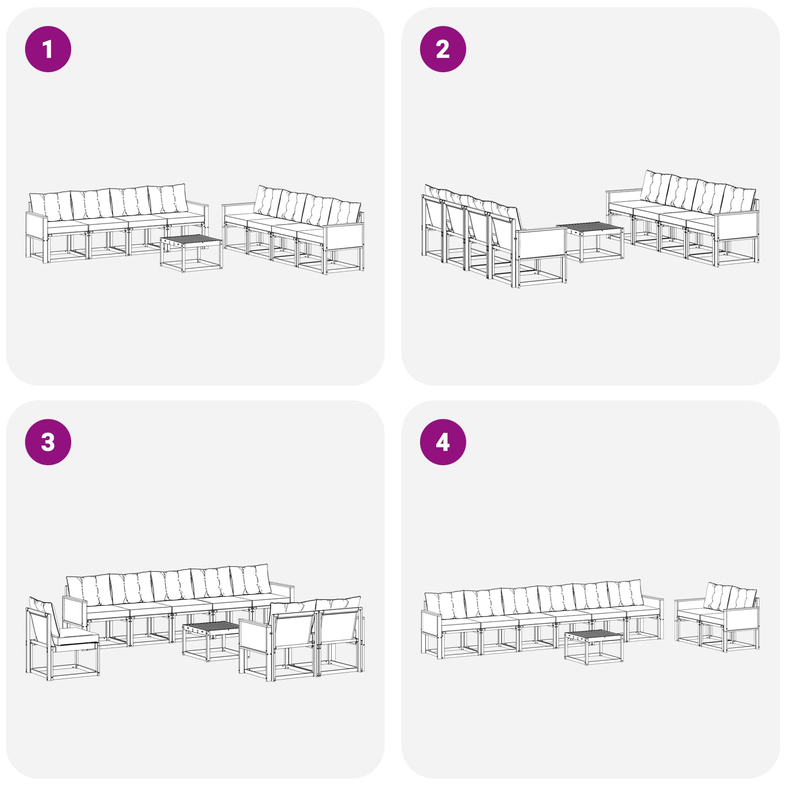 Ensemble de canapés d'extérieur 9 pcs Naturel et gris clair - XIOS