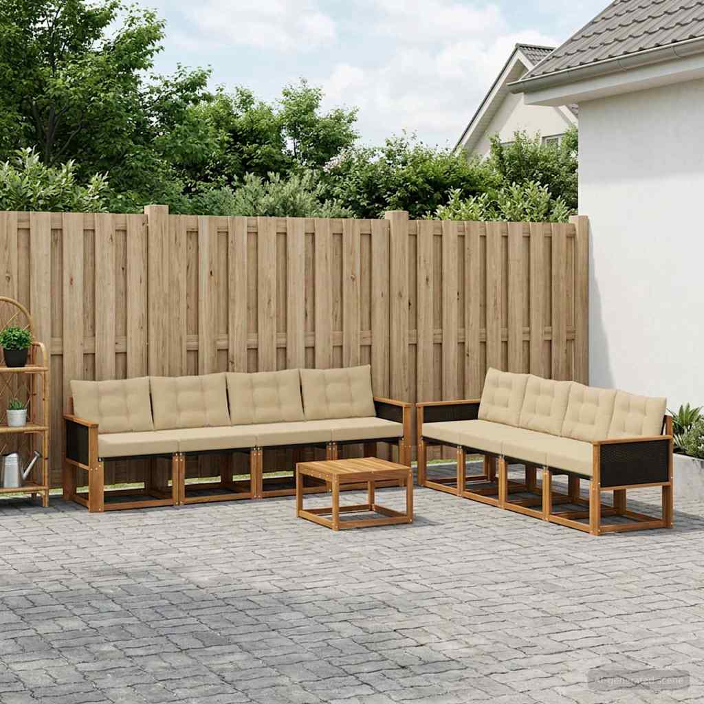 Ensemble de canapés d'extérieur 9 pcs Naturel et Beige - XIOS