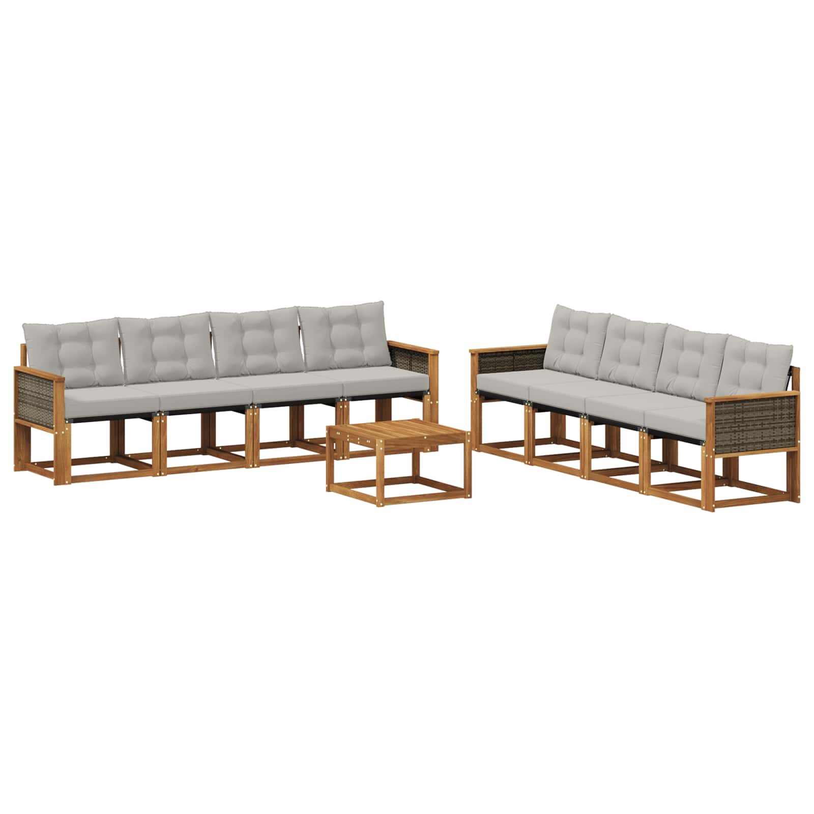 Ensemble de canapés d'extérieur 9 pcs Naturel et gris clair - XIOS