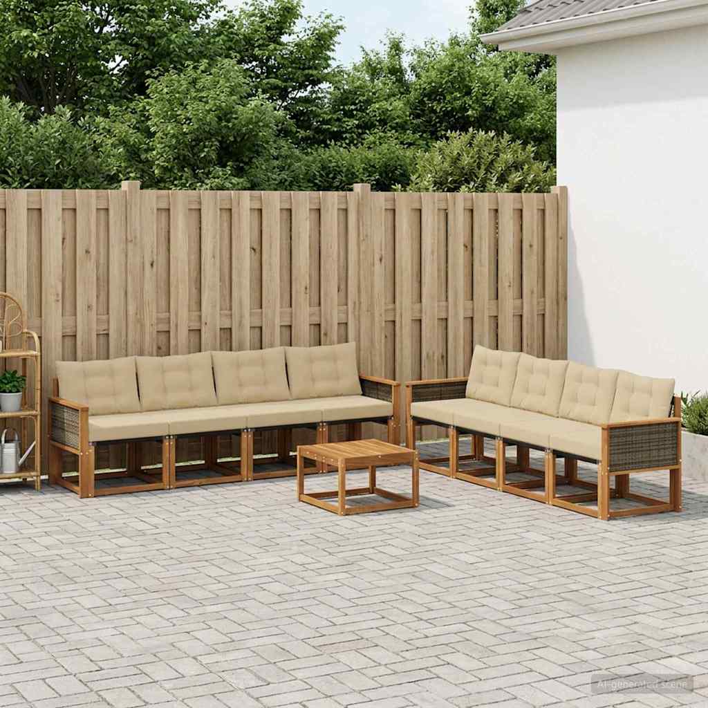 Ensemble de canapés d'extérieur 9 pcs Naturel et Beige - XIOS