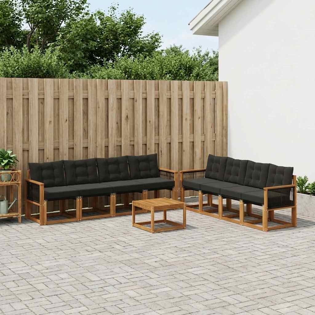 Ensemble de canapés d'extérieur 9 pcs Naturel et noir - XIOS