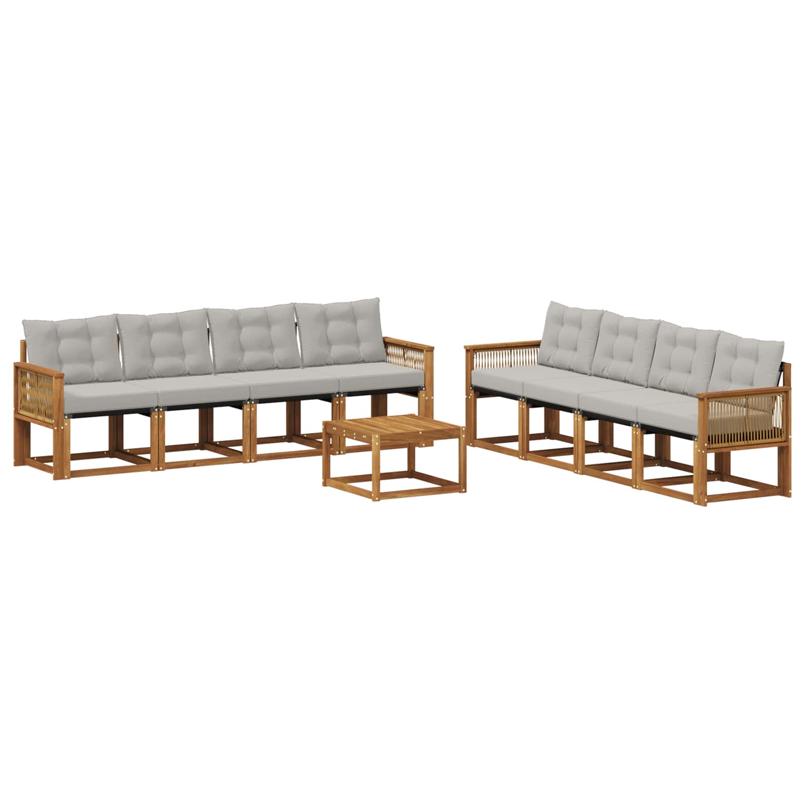 Ensemble de canapés d'extérieur 9 pcs Naturel et gris clair - XIOS